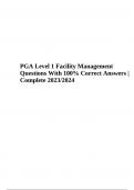 PGA Level 1 Facility Management Questions With Verified Answers 2023/2024