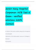 2023 Navy Hospital Corpsman HCB Test 6 Exam- verified solutions 100% Correct.