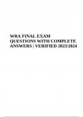 WRA FINAL EXAM QUESTIONS and ANSWERS VERIFIED Rated 100% 2023/2024