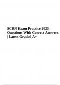 SCRN Final Exam Practice Questions With Correct Answers Latest Graded A+