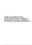 CDIP Final EXAM PRACTICE QUESTIONS WITH CORRECT ANSWERS Latest 2023/2024 (GRADED A+) & CDIP Final Exam Questions With Complete Solutions 2023/2024 (Latest Graded A+)