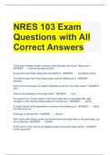 NRES 103 Exam Questions with All Correct Answers