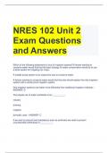 NRES 102 Unit 2 Exam Questions and Answers