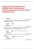 NURS-6521D-6/NURS-6521F-6/NURS-6521N-6-Advanced Pharmacology 2019 Winter Week 7 MIDTERM EXAM UPDATED