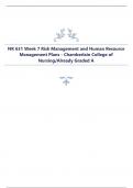 NR 631 Week 7 Risk Management and Human Resource  Management Plans - Chamberlain College of  Nursing/Already Graded A