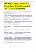 NR599: Comprehensive Final Test Questions with All Correct Answers