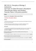 BSC 2011L Lab Topic 14: Plant Diversity I: Bryophytes (Nonvascular Plants) and Seedless Vascular Plants (142 points possible)