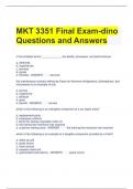 MKT 3351 Final Exam-dino Questions and Answers 