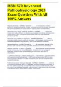 MSN 570 Advanced Pathophysiology 2023 Exam Questions With All 100% Answers