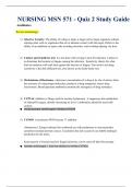 NURSING MSN 571 - Quiz 2 Study Guide