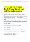 Fresenius Final Exam Study Guide Questions and Correct Answers 