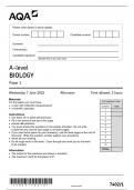 AQA A level BIOLOGY Paper 1 2023 Question Paper