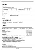 aqa AS ECONOMICS Paper 2 - The National Economy in a Global Context (7135/2) May 2023 Question Paper.