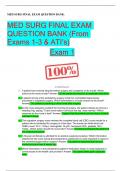 MED SURG FINAL EXAM QUESTION BANK (From Exams 1-3 & ATI’s) Exam 