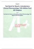 Exam Test Bank for Roach-s Introductory Clinical Pharmacology 12th Edition Ford All Chapters Exam Test Bank for Roach-s Introductory Clinical Pharmacology 12th Edition Ford All Chapters