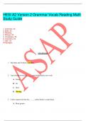 HESI A2 Version 2 Grammar Vocab Reading Math Study Guide