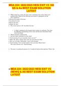 MDA 224: 2022/2023 HESI EXIT V3 160  QS & As BEST EXAM SOLUTION  LATEST