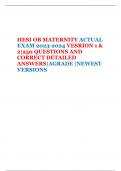 HESI OB MATERNITY ACTUAL  EXAM 2023-2024 VERSION 1 &  2|250 QUESTIONS AND  CORRECT DETAILED  ANSWERS|AGRADE |NEWEST  VERSIONS 