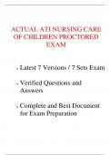 ACTUAL ATI NURSING CARE OF CHILDREN PROCTORED EXAM