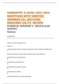  CHEMISTRY A LEVEL 2023_2024 QUESTIONS WITH VERIFIED ANSWERS ALL SECTIONS REQUIRED JULY’S  REVIEW