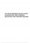 ATI NR 293 PHARMACOLOGY FINAL EXAM REVIEW 100% VERIFIED QUESTIONS AND ANSWERS 2023/2024