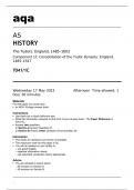 aqa AS HISTORY (7041/1C) The Tudors: England, 1485–1603 Component 1C Consolidation of the Tudor Dynasty: England, 1485–1547. 