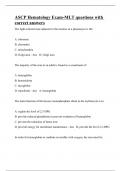 ASCP Hematology Exam-MLT questions with correct answers