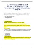 AANP FNP(PSI) CERTIFICATION LATEST 2023-2024 REAL EXAM QUESTIONS AND VERIFIED ANSWERS|GRADED A