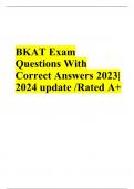 BKAT Exam Questions With Correct Answers 2023|2024 update /Rated A+