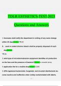 TDLR TEST ESTHETICS. questions and answers} (2022/2023) (verified answers)