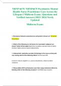 NRNP 6675/ NRNP6675 Psychiatric Mental Health Nurse Practitioner Care Across the Lifespan I Midterm Exam | Questions and Verified Answers| 2023/ 2024 Newly Updated Midterm Exam: