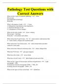 Pathology Test Questions with Correct Answers