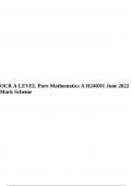 OCR A LEVEL Pure Mathematics A H240/01 June 2022 Mark Scheme.