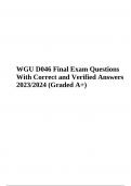 WGU D046 Exam Practice Questions With Correct Answers Graded A+ 2023/2024, WGU D046 EXAM QUESTIONS WITH COMPLETE SOLUTIONS LATEST 2023/2024 Graded A+, WGU D046 Final Exam Questions With Correct Answers (Latest 2023/2024 Graded A+) & WGU D046 Sample Exam Q