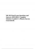 NR 293 Final Exam Questions and Answers 2023/2024 Graded A+ (PHARMACOLOGY), ATI NR 293 PHARM FINAL REVIEW EXAM QUESTIONS AND ANSWERS VERIFIED & LATEST UPDATE, NR 293 Final Exam Questions With Answers Latest 2023/2024 Graded A+ & NR 293/NR293 Pharmacology 