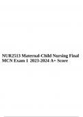 NUR2513 Maternal-Child Nursing Final MCN Exam 1 2023-2024 A+ Score, NUR 2513 MATERNAL CHILD NURSING EXAM 1 TEST BANK LATEST 2022-2023 WITH 300+ QUESTIONS AND ANSWERS | A+ GRADE (RASMUSSEN COLLEGE) & NUR2513 Final Exam 1 2023-2024 Maternal-Child Nursing A+