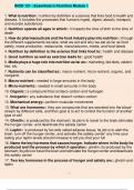 BIOD 121 - Essentials in Nutrition Module 1 1. What is nutrition:: nutrition by definition is a science that links food to health and disease. It includes the processes that humans ingest, digest, absorb, transport, and excrete substances 2. Nutrition spa