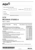 AQA GCSE MAY 2023 RELIGIOUS STUDIES A 8062 PAPER 1 JUDAISM