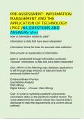 PRE-ASSESSMENT: INFORMATION MANAGEMENT AND THE APPLICATION OF TECHNOLOGY (PIGC)/64 QUESTIONS AND ANSWERS (A+)