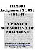 CIC2601 ASSIGNMENT 2 (301448) (ALL ANSWERS PROVIDED)