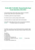 NUR 2488/ NUR2488: Mental Health Final Exam Questions 2023/2024  A nurse performed these actions while caring for patients in an inpatient psychiatric setting. Which action violated patients' rights?  A. Prohibited a patient from using the telephone  B