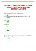 HESI MATH EXAM| MATHEMATICS HESI EXAM V2 2023 QUESTIONS AND CORRECT ANSWERS