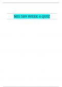 MIS 589 WEEK 4 QUIZ| LATEST SOLUTION 