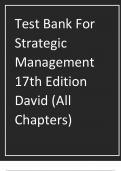 Test Bank For Strategic Management, A Competitive Advantage Approach, Concepts and Cases 17th Edition David