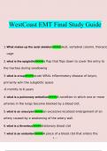 WestCoast EMT Final Study Guide questions verified with 100% correct answers