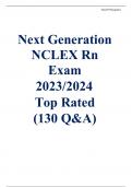 Next Generation NCLEX Rn Exam  2023/2024  Top Rated  (130 Q&A)