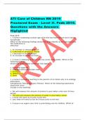 ATI Care of Children RN 2019 Proctored Exam - Level 3!. Peds 2019. Questions with the Answers Higlighted Peds 2019