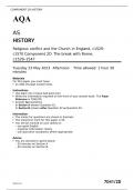 AQA    AS HISTORY Religious conflict and the Church in England, c1529–c1570 Component 2D The break with Rome, c1529–1547 FINAL MAY 2023