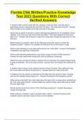 Florida CNA Written/Practice Knowledge Test 2023 Questions With Correct Verified Answers