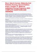 Ricci, Kyle & Carman: Maternity And Pediatric Nursing, Second Edition: Prepu; Chapter 11: Maternal Adaptation During Pregnancy 2023 COMPLETE QUESTIONS AND ANSWERS